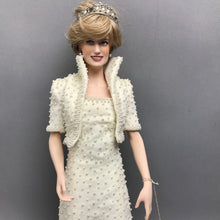 Load image into Gallery viewer, Franklin Mint Princess Diana Doll - White Evening Gown (~17") (As-Is; Cracks/Damage/Repairs)
