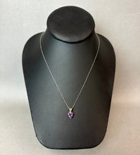 Load image into Gallery viewer, 14K Yellow &amp; White Gold Amethyst Diamond Pendant on 18.5" Sterling Chain (2.2g)
