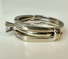 Load image into Gallery viewer, 14K White Gold Diamond Attached Engagement Ring Wedding Band Set sz 9.25 (6.6g)
