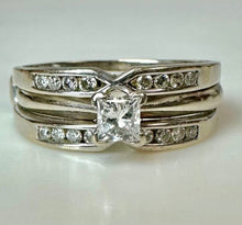Load image into Gallery viewer, 14K White Gold Diamond Attached Engagement Ring Wedding Band Set sz 9.25 (6.6g)
