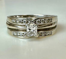 Load image into Gallery viewer, 14K White Gold Diamond Attached Engagement Ring Wedding Band Set sz 9.25 (6.6g)
