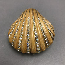 Load image into Gallery viewer, Golden Claim Enamel Painted Trinket Box Austrian Crystal Jeweled (3")
