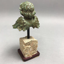 Load image into Gallery viewer, Cherub Angel Faux-Copper Bust With Stone Base, As Is (6x2x2)
