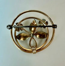 Load image into Gallery viewer, Vintage Krementz Gold Filled Enamel Forget Me Not Circle Brooch Pin (1.25")
