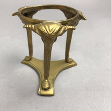 Load image into Gallery viewer, Vintage Brass Tripod Stand with Rams Holding Inlaid Bone Carpet Ball (7")
