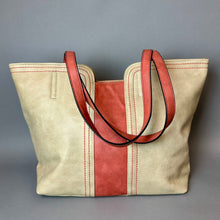 Load image into Gallery viewer, Montana West Tan &amp; Coral Faux Leather Shoulder Tote Purse (11x17x5")
