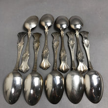 Load image into Gallery viewer, Set of 9 Rogers Bros. Grape Vine Silverplate Serving Spoons (~8.25")

