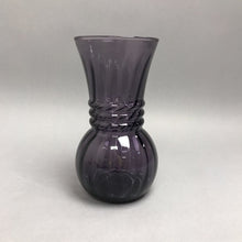 Load image into Gallery viewer, Indiana Glass Vase Plum Ribbed with 3 Horizontal Rings (6 3/8")(2 Available)
