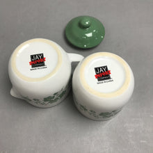 Load image into Gallery viewer, Vintage Corelle Coordinates Callaway Green Ivy Creamer Sugar Bowl Set Jay Import (3")
