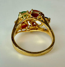 Load image into Gallery viewer, Vintage Gold Plated Multi-Gemstone Cluster Cocktail Ring sz 8
