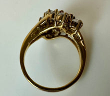 Load image into Gallery viewer, Vintage Edco Gold Plated Sterling Crystal Wave Cocktail Ring sz 8.5
