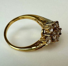 Load image into Gallery viewer, Vintage Edco Gold Plated Sterling Crystal Wave Cocktail Ring sz 8.5
