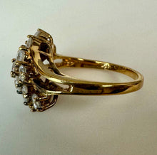 Load image into Gallery viewer, Vintage Edco Gold Plated Sterling Crystal Wave Cocktail Ring sz 8.5
