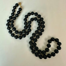 Load image into Gallery viewer, Vintage Monet Black Glass Bead Knotted Strand Necklace (24")
