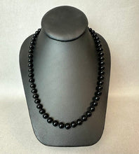 Load image into Gallery viewer, Vintage Monet Black Glass Bead Knotted Strand Necklace (24")
