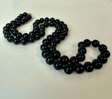 Load image into Gallery viewer, Vintage Monet Black Glass Bead Knotted Strand Necklace (24")
