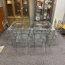 Load image into Gallery viewer, Meadowcraft Metal Patio Table with Glass Top (29x61x35) w/6 Chairs
