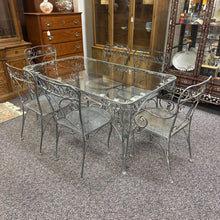 Load image into Gallery viewer, Meadowcraft Metal Patio Table with Glass Top (29x61x35) w/6 Chairs
