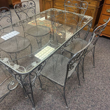 Load image into Gallery viewer, Meadowcraft Metal Patio Table with Glass Top (29x61x35) w/6 Chairs
