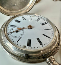 Load image into Gallery viewer, Vintage Remontoir Silver Floral Etched Case Hunter Pocket Watch on 11.5" Sterling Watch Chain (As-Is, Not Running)
