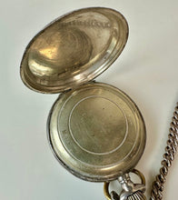 Load image into Gallery viewer, Vintage Remontoir Silver Floral Etched Case Hunter Pocket Watch on 11.5" Sterling Watch Chain (As-Is, Not Running)
