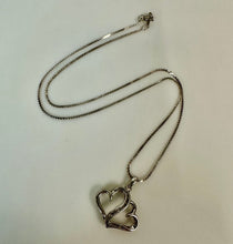 Load image into Gallery viewer, Sterling Diamond Double Heart Pendant on 18" Chain
