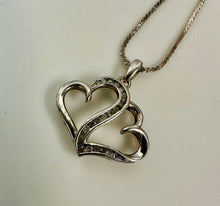 Load image into Gallery viewer, Sterling Diamond Double Heart Pendant on 18" Chain
