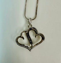 Load image into Gallery viewer, Sterling Diamond Double Heart Pendant on 18" Chain
