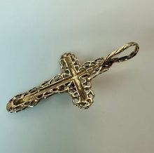 Load image into Gallery viewer, 14K Gold Ornate 1.75" Crucifix Cross Pendant (3.0g)
