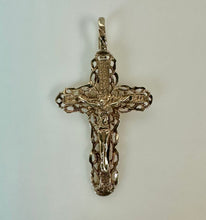 Load image into Gallery viewer, 14K Gold Ornate 1.75" Crucifix Cross Pendant (3.0g)
