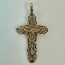 Load image into Gallery viewer, 14K Gold Ornate 1.75" Crucifix Cross Pendant (3.0g)
