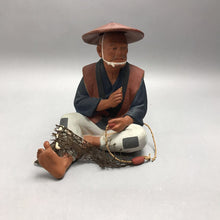 Load image into Gallery viewer, Japanese Hakata Urasaki Fisherman W/ Net Ceramic Figurine (9")
