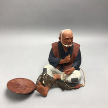Load image into Gallery viewer, Japanese Hakata Urasaki Fisherman W/ Net Ceramic Figurine (9")
