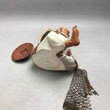 Load image into Gallery viewer, Japanese Hakata Urasaki Fisherman W/ Net Ceramic Figurine (9")
