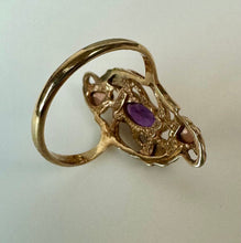 Load image into Gallery viewer, 10K Yellow &amp; Rose Gold Amethyst Ring sz 6 (2.7g)

