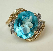 Load image into Gallery viewer, 14K Gold Topaz Diamond Ring sz 7.75 (4.5g)
