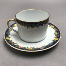 Load image into Gallery viewer, Bernardaud Limoges 'Fruti Fiori' / 'Fiorini Bleu' Teacup &amp; Saucer (~2.5x5.5)
