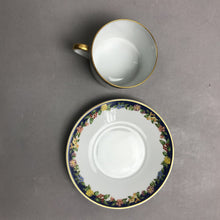 Load image into Gallery viewer, Bernardaud Limoges 'Fruti Fiori' / 'Fiorini Bleu' Teacup &amp; Saucer (~2.5x5.5)
