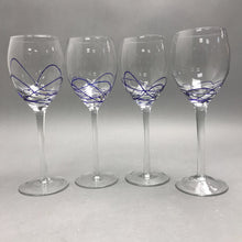 Load image into Gallery viewer, Hand Blown Blue Swirl Wine Glasses (9") Set of 4
