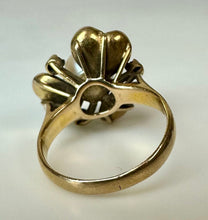 Load image into Gallery viewer, 14K Gold Vintage Pearl Sapphire Flower Ring sz 5.25 (4.3g)
