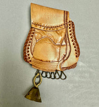 Load image into Gallery viewer, Vintage Handmade Tooled Leather Belt/Purse Hanger Keychain w/ Bell (5x4")
