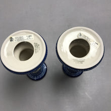 Load image into Gallery viewer, Blue Flower Polish Pottery Ashley Candlesticks (6")
