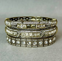 Load image into Gallery viewer, Heidi Daus My Inheritance Goldtone Clear Crystal Bracelet Set of 3 NIB (7.5" Inside Circumference)
