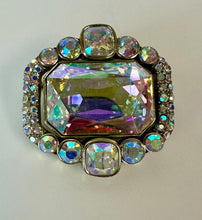 Load image into Gallery viewer, Heidi Daus Classic Choice Aurora Borealis Crystal Necklace Pin &amp; Earring Set NIB (44,1.75,1")
