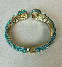 Load image into Gallery viewer, Heidi Daus Grand Slam Blue &amp; Purple Crystal Hinged Bangle Bracelet (7.5" Inside Diameter)
