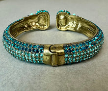 Load image into Gallery viewer, Heidi Daus Grand Slam Blue &amp; Purple Crystal Hinged Bangle Bracelet (7.5" Inside Diameter)
