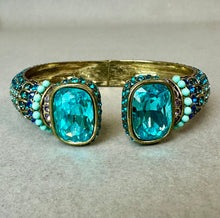 Load image into Gallery viewer, Heidi Daus Grand Slam Blue &amp; Purple Crystal Hinged Bangle Bracelet (7.5" Inside Diameter)
