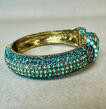 Load image into Gallery viewer, Heidi Daus Grand Slam Blue &amp; Purple Crystal Hinged Bangle Bracelet (7.5" Inside Diameter)

