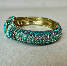 Load image into Gallery viewer, Heidi Daus Grand Slam Blue &amp; Purple Crystal Hinged Bangle Bracelet (7.5" Inside Diameter)
