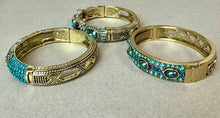 Load image into Gallery viewer, Heidi Daus Triple Play Blue Crystal Enamel Hinged Cuff Bangle Bracelets Set of 3 (7.5" Inside Circumference)
